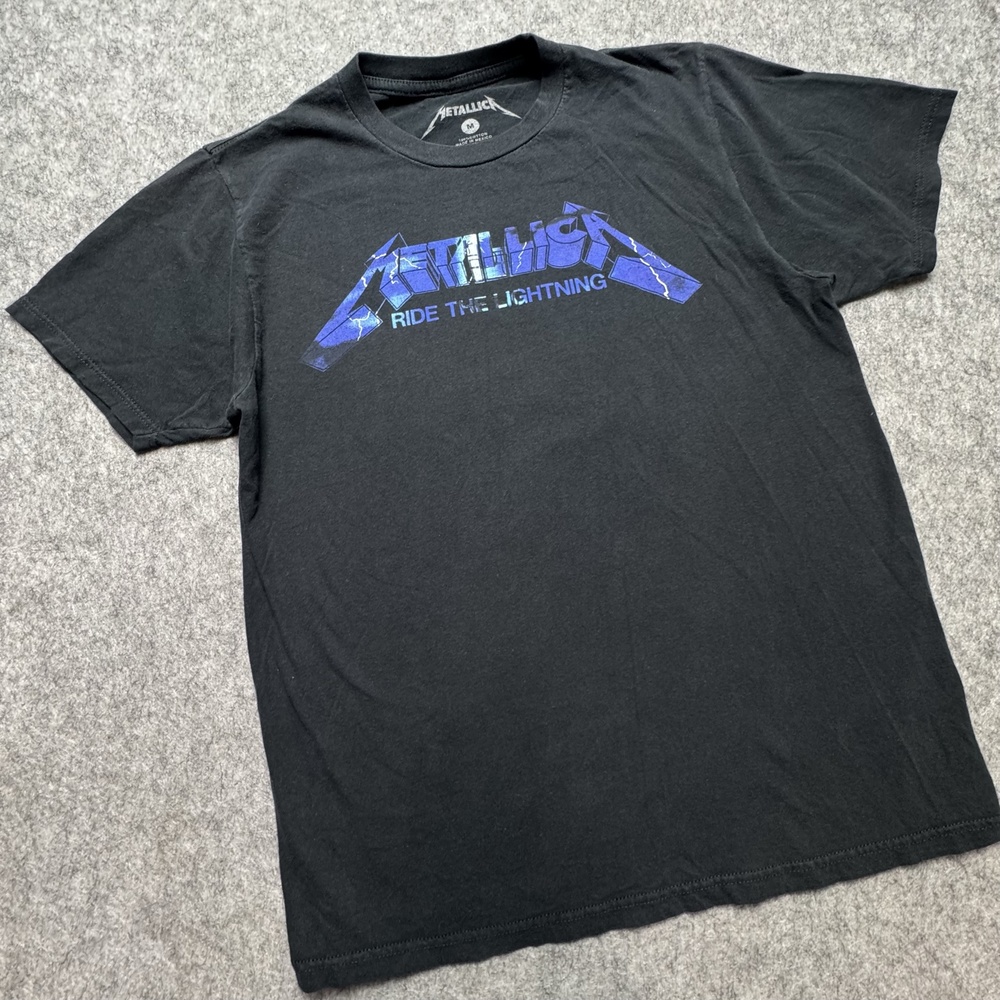 Metallica Shirt Mens Medium Black Ride The Lightning Band Rock Metal Graphic Tee